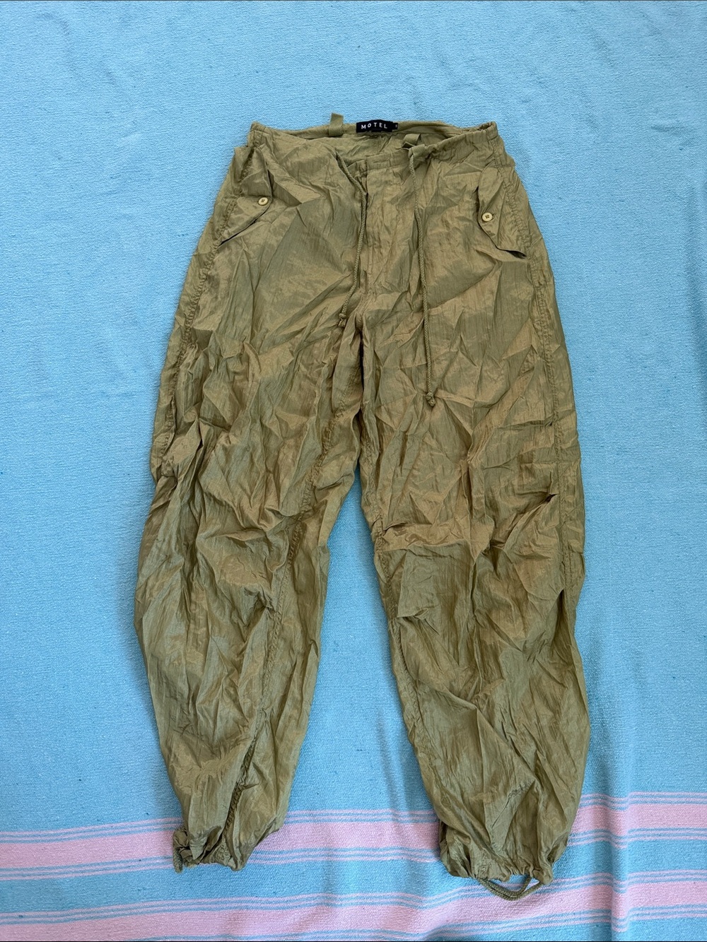 Motel Rocks Olive Green Drawstring Pants S